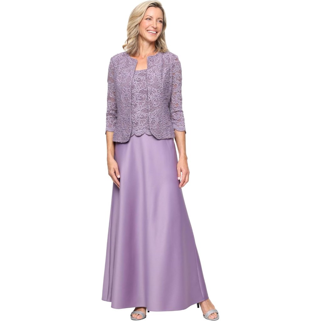 Womens Two Piece Mother Of The Bride Dress With Lace Jacket